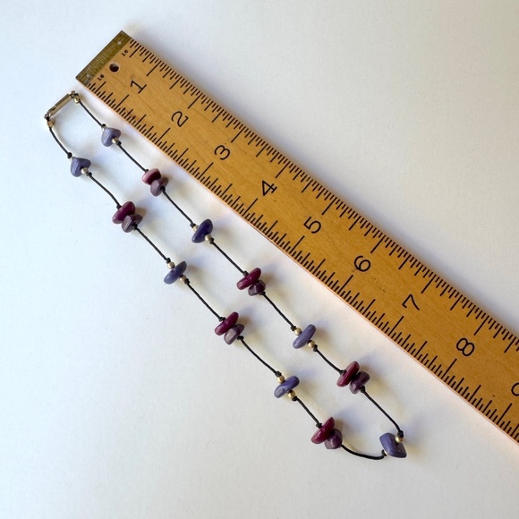 Beaded 16-inch Necklace Choker, Purple Black Lightweight - Picture 5 of 6
